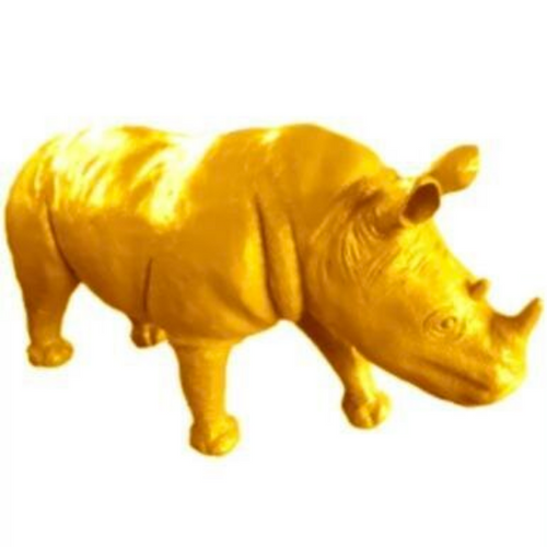 Statue Rhinoceros Animaux Resine - 140cm - Jaune