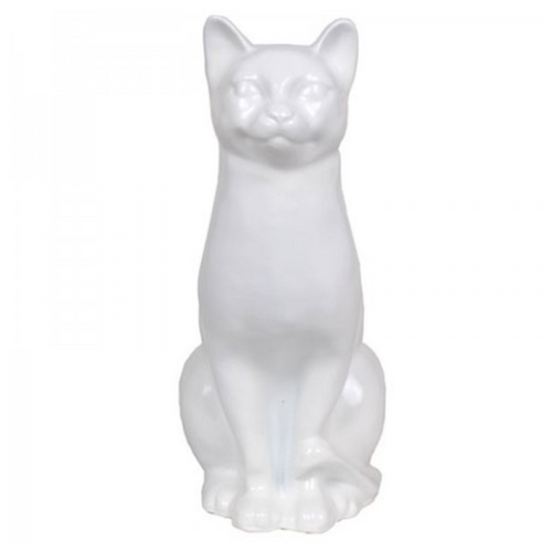 Statue Chat Animaux Resine - 40cm - Blanc