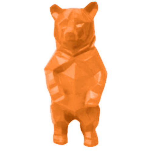 Statue d'Ours en Résine Origami - 40 cm - Finition Orange