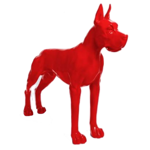 Statue Résine Chien Dogue Allemand - 120cm - Rouge Élégante