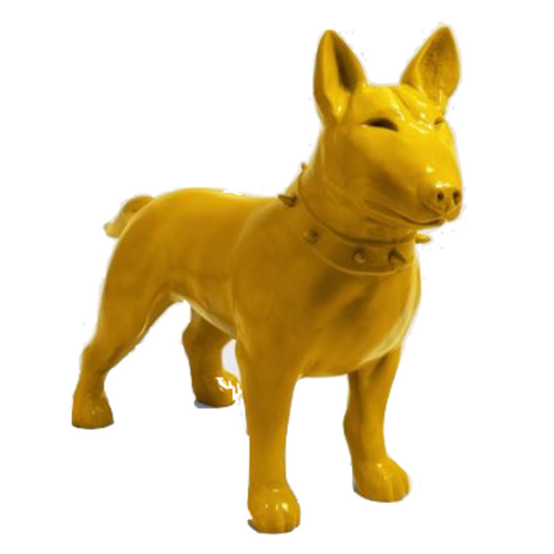 Statue Chien Bull Terrier Animaux Resine - 110cm - Jaune