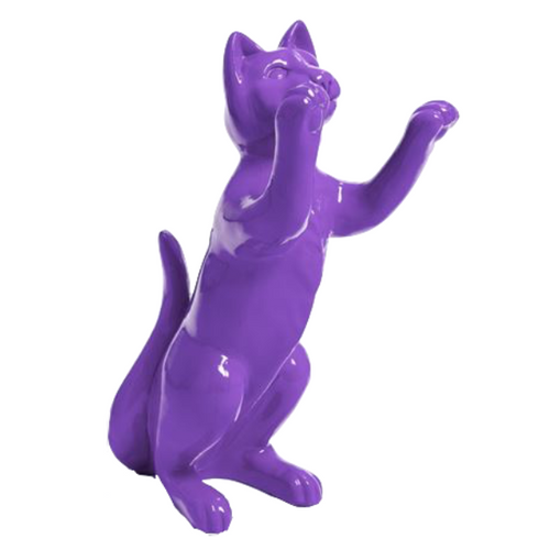 Statue de Chat en Résine - 55cm - Couleur Violet Élégante