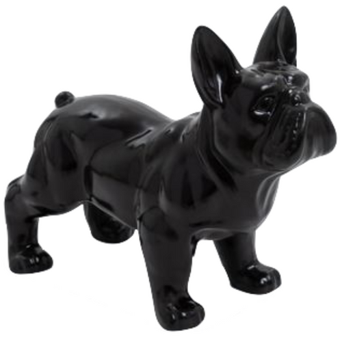 Statue Résine Bouledogue Français - 45cm - Noir Élégant