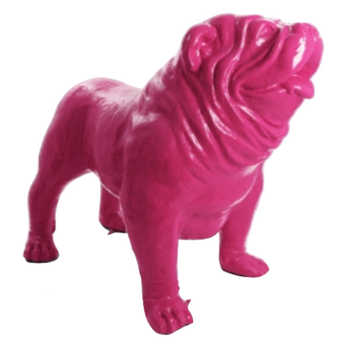 Statue Chien Bouledogue Anglais Animaux Resine - 160cm - Rose Fushia