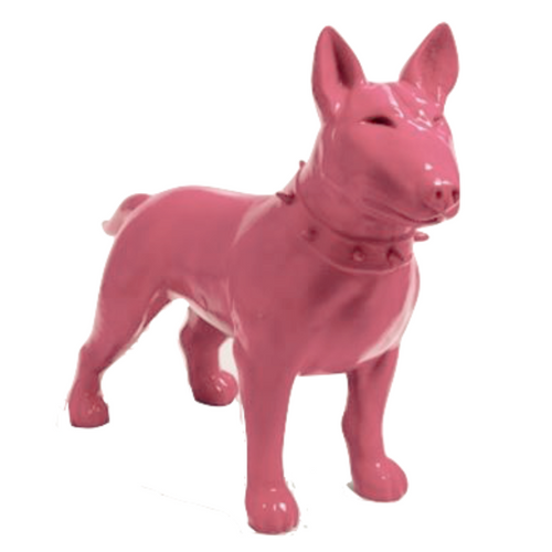 Statue Résine Chien Bull Terrier - 80cm - Rose Clair