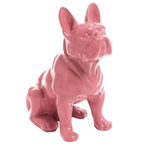 Statue en Résine de Bouledogue Français - Détails Élégants - 30 cm - Couleur Rose Pâle