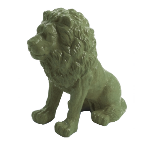 Statue Lion Animaux Resine - 65cm - Vert Kaki