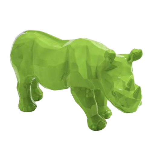 Statue Rhinoceros Origami Animaux Resine - 100cm - Vert Pomme