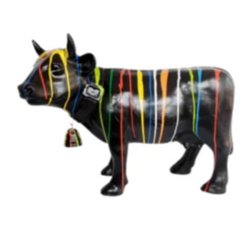 Statue Vache Animaux Resine - 110cm - Multi Coulure Noir