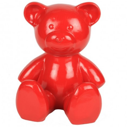 Statue d'Ours en Résine - 35cm - Rouge Éblouissant