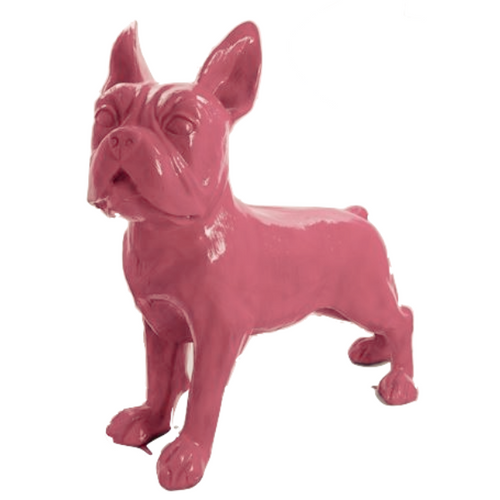 Statue Chien Bouledogue Francais Animaux Resine - 180cm - Rose Clair