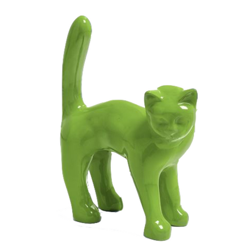 Statue Chat Animaux Resine - 45cm - Vert Pomme