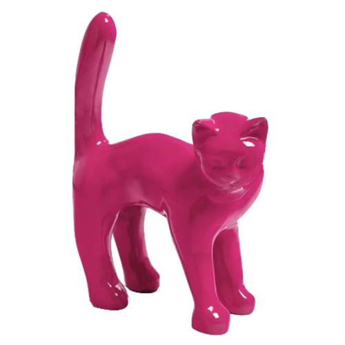 Statue Chat Animaux Resine - 45cm - Rose Fushia