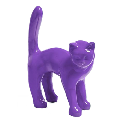 Statue de Chat en Résine - 35 cm - Couleur Violet