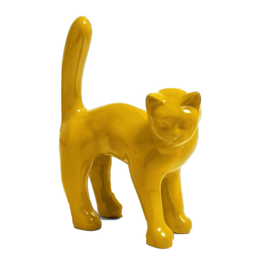 Statue de Chat en Résine - 35cm - Couleur Jaune