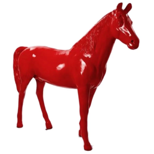 Statue de Cheval en Résine - 210 cm - Rouge Éblouissant