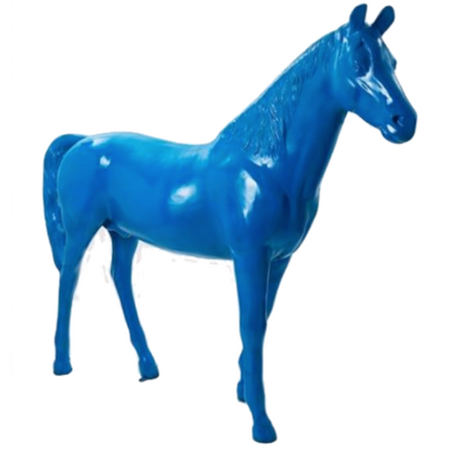 Statue de Cheval en Résine - 210cm - Couleur Bleue