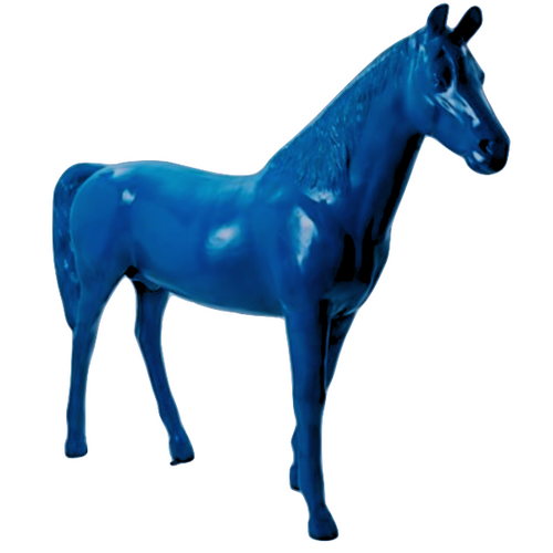 Statue de Cheval en Résine - 210cm - Couleur Bleu Nuit