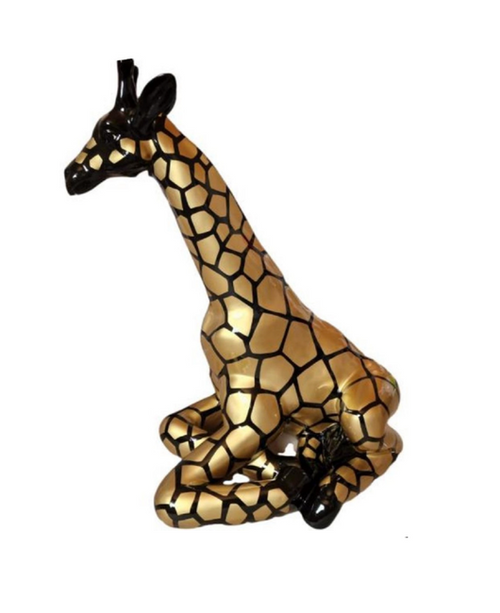 Statue Résine Girafe Élégante - 90cm - Finition Dorée