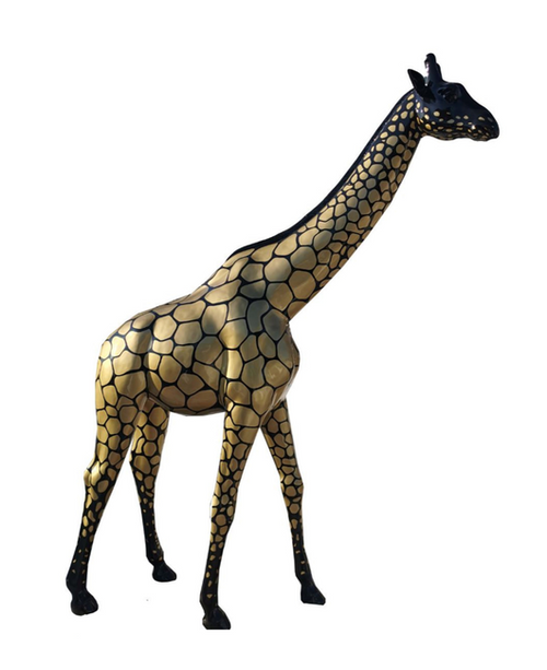 Statue Majestueuse de Girafe en Résine - 320cm - Finition Dorée