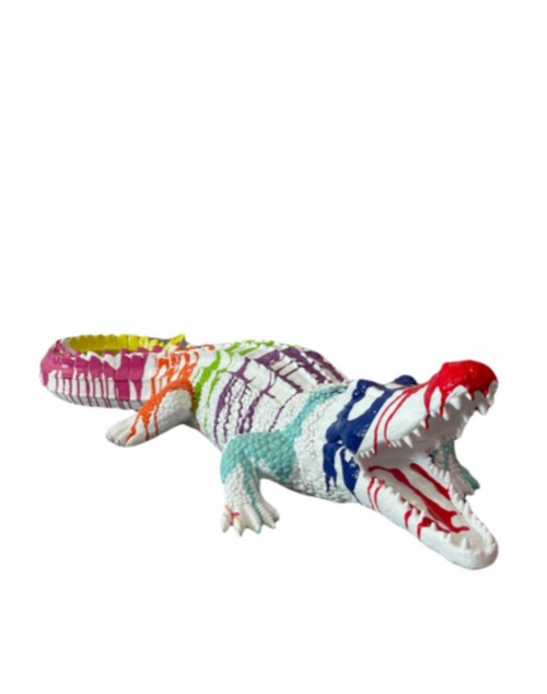 Statue Crocodile Animaux Resine - 120cm - Multi Coulure Blanc