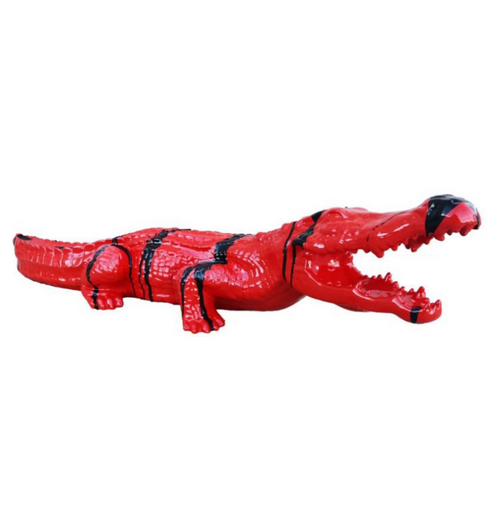 Statue de Crocodile en Résine - 130 cm - Finition Éclatante Rouge