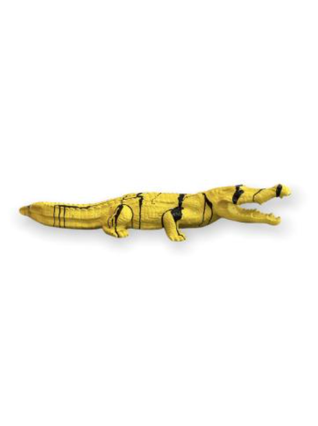 Statue de Crocodile en Résine - 130 cm - Finition Jaune Éclatante