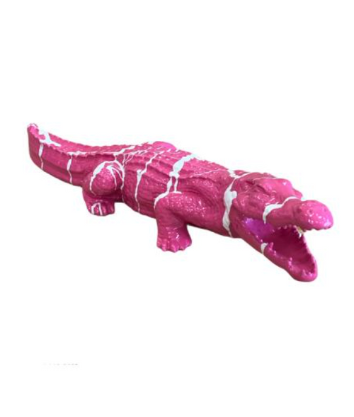 Statue de Crocodile en Résine - 130cm - Finition Rosée