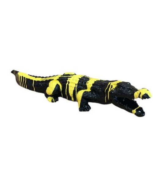 Statue de Crocodile en Résine - 130cm - Finition Jaune Bis