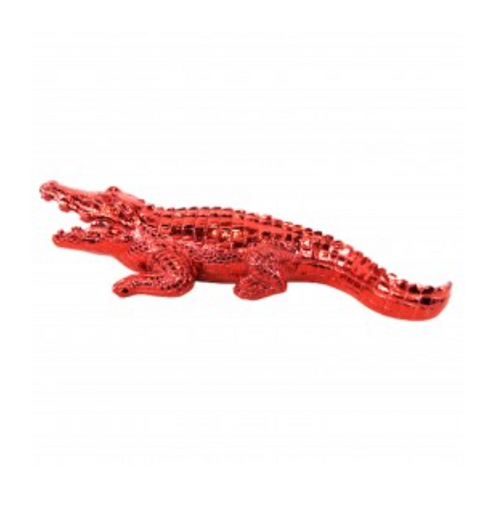 Sculpture de Crocodile en Résine - 30 cm - Rouge