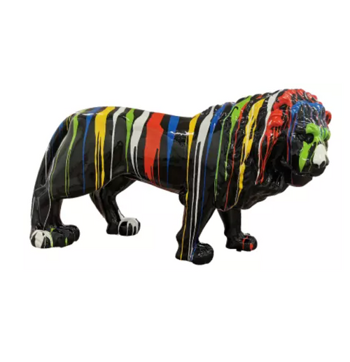 Statue Lion Animaux Resine - 190cm - Multi Coulure Noir