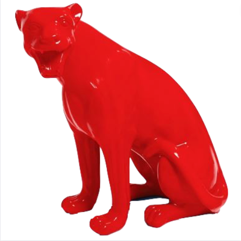 Statue de Panthère en Résine de 75 cm - Couleur Rouge Éclatante