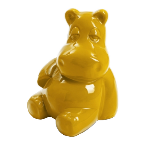 Statue d'Hippopotame en Résine - 15cm - Couleur Jaune