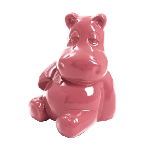 Statue Décorative Hippopotame en Résine - 15cm - Rose Poudré