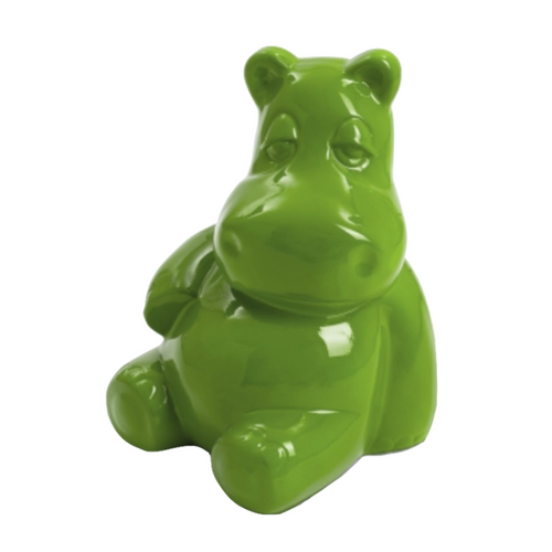 Figurine Hippopotame en Résine - 15cm - Couleur Vert Pomme