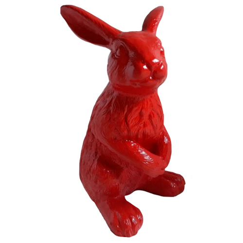 Statue de Lapin en Résine - 115 cm - Couleur Rouge Éclatante