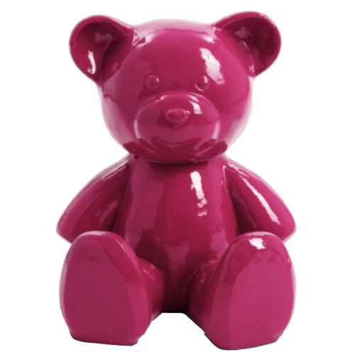 Statue d'Ours en Résine - 35cm - Couleur Fuchsia