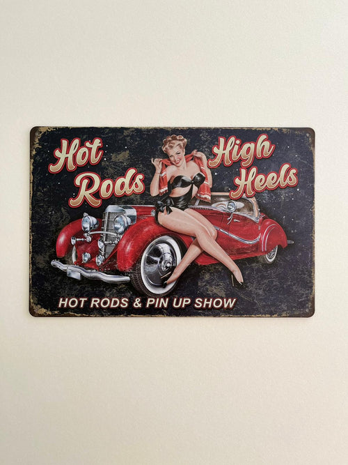 PLAQUE MÉTAL HOT ROAD 30X20 CM - PLAQUE DECORATIVE