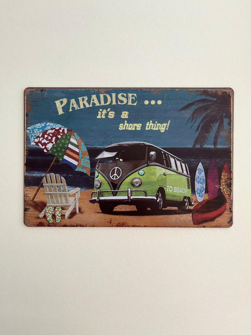 PLAQUE MÉTAL PARADISE WW 30X20 CM - PLAQUE DECORATIVE