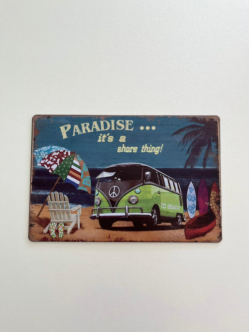 PLAQUE MÉTAL PARADISE 30X20 CM - PLAQUE DECORATIVE