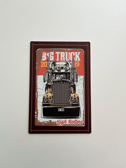 PLAQUE MÉTALLIQUE CAMION ÉNORME 30X20 CM - DÉCORATION UNIQUE