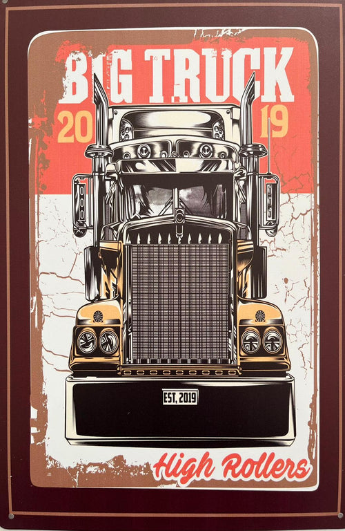 PLAQUE MÉTALLIQUE CAMION ÉNORME 30X20 CM - DÉCORATION UNIQUE