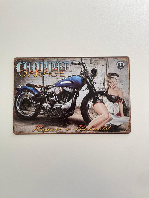 PLAQUE MÉTAL CHOPPER 30X20 CM - PLAQUE DECORATIVE