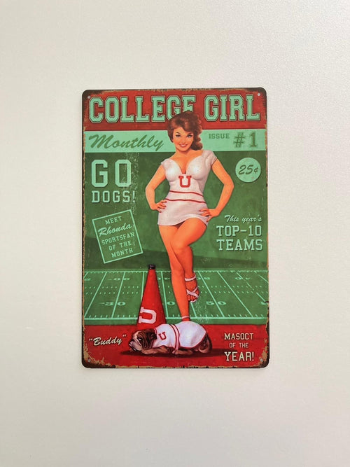 PLAQUE MÉTAL COLLEGE GIRL 30X20 CM - PLAQUE DECORATIVE