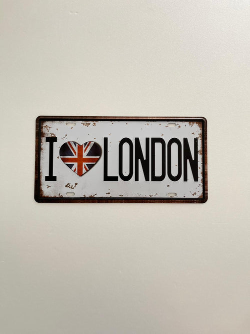 PLAQUE MÉTAL I LOVE LONDON 15x30 CM - PLAQUE DECORATIVE