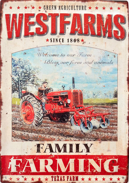 PLAQUE MÉTAL WESTFARMS 30X40 CM - PLAQUE DECORATIVE