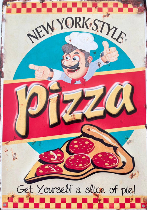 PLAQUE MÉTAL PIZZA 30X40 CM - PLAQUE DECORATIVE