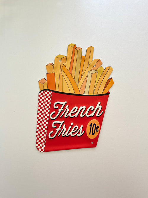 PLAQUE MÉTAL FRENCH FRIES 30X30 CM - PLAQUE DECORATIVE