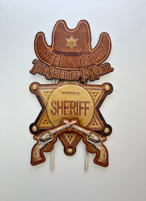 PANNEAU 3D MÉTAL SHERIFF 75x45 CM - PANNEAU DECO