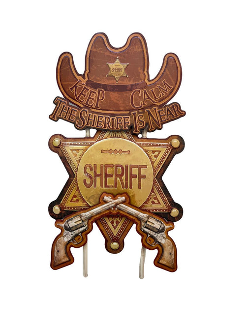 PANNEAU 3D MÉTAL SHERIFF 75x45 CM - PANNEAU DECO